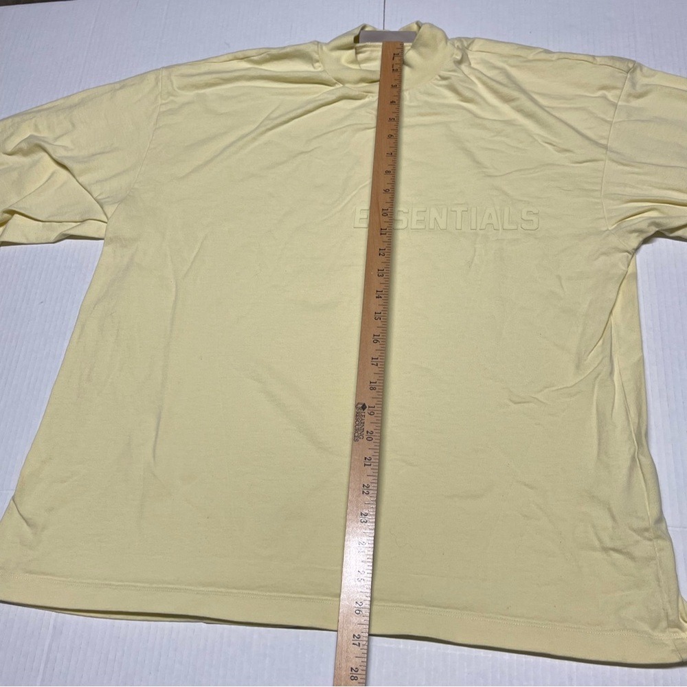 Fear Of God Essentials Mens Size S Pale Yellow Long Sleeve Over Sized T-Shirt - Picture 8 of 9